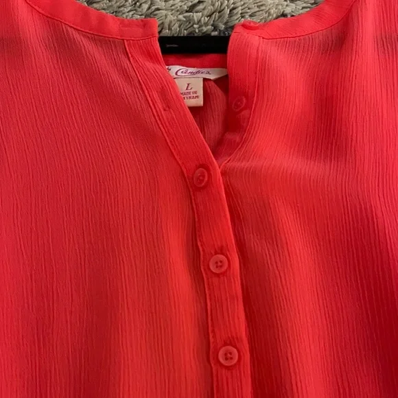 Candies- Sweet oversized blouse in a beautiful bright coral color, Size Large - Picture 12 of 14